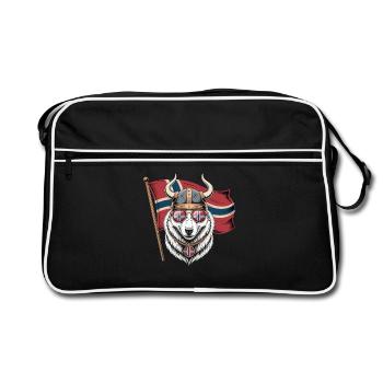 Viking Wolf Norway - Retro Tasche - Schwarz/Weiß - Vorne