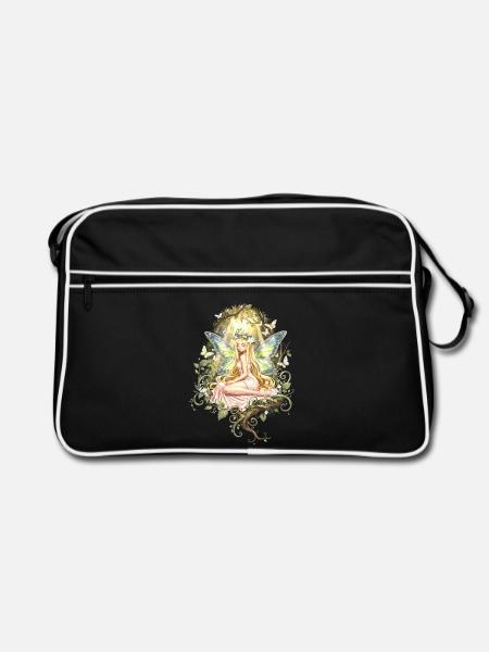 Fee im Waldlicht - Retro Tasche - Schwarz/Weiß