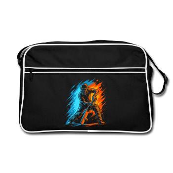 Cricket Herren Kinder Cricketspieler - Retro Tasche - Schwarz/Weiß - Vorne