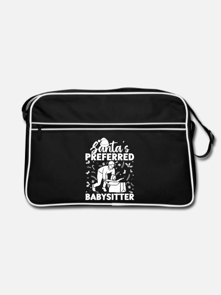 Childcare Provider Santa´s Preferred Babysitter - Retro Tasche - Schwarz/Weiß