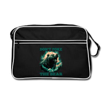 Wilder Bär im Vollmond – Outdoor & Natur Spruch - Retro Tasche - Schwarz/Weiß - Vorne