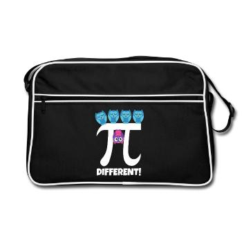 Pi Different Süße Eule Be Different Mathe Lehrer - Retro Tasche - Schwarz/Weiß - Vorne