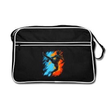 Muay Thai Kampfsport Kickboxer Mädchen Kickboxen  - Retro Tasche - Schwarz/Weiß - Vorne