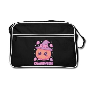 Kawaiiween Kürbishexe - Retro Tasche - Schwarz/Weiß - Vorne