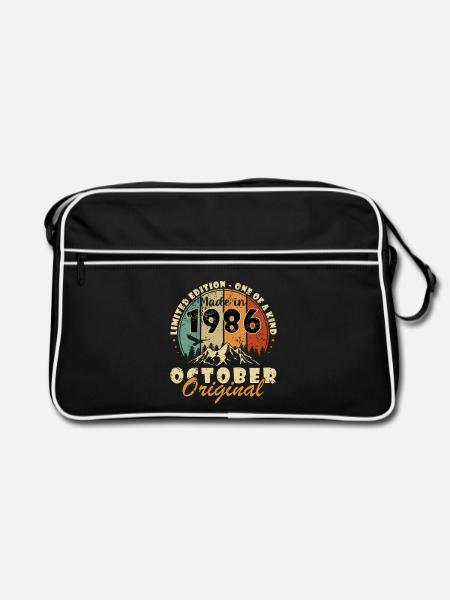 Oktober 1986 Jahrgang Vintage Geburtstag Retro - Retro Tasche - Schwarz/Weiß