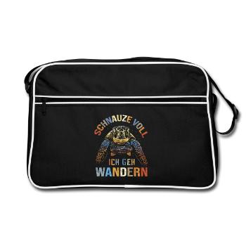 Schnauze Voll Ich Geh Wandern Schildkröte - Retro Tasche - Schwarz/Weiß - Vorne