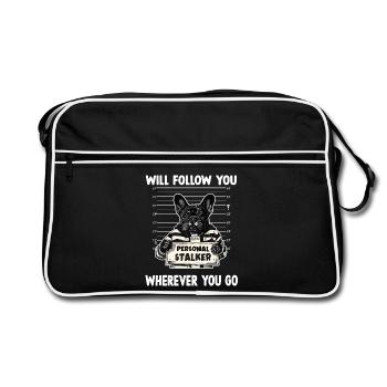 Französische Bulldogge Hundebesitzer Bulldogge - Retro Tasche - Schwarz/Weiß - Vorne