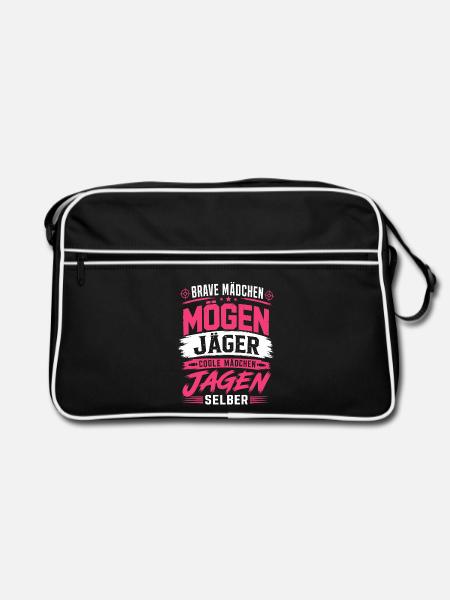 Coole Mädchen jagen selber - Retro Tasche - Schwarz/Weiß
