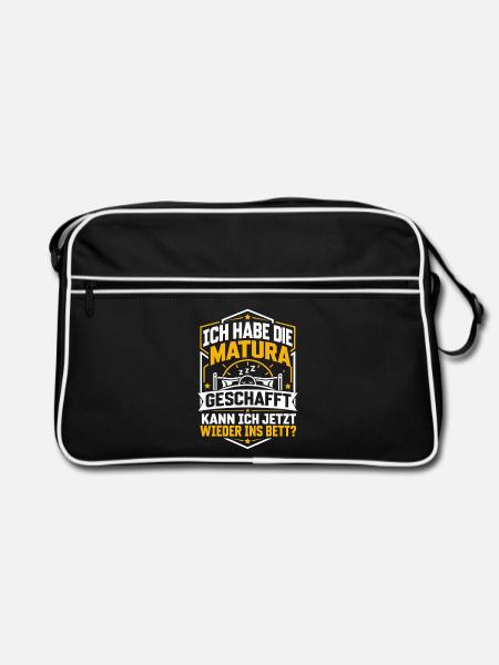 Matura geschafft kann ich ins Bett - Retro Tasche - Schwarz/Weiß