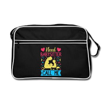 Daycare Need Babysitter Call Me Nanny - Retro Tasche - Schwarz/Weiß - Vorne
