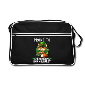 Anfällig für Streiche und Unsinn, lustiger Fuchs - Retro Tasche - Schwarz/Weiß - Vorne