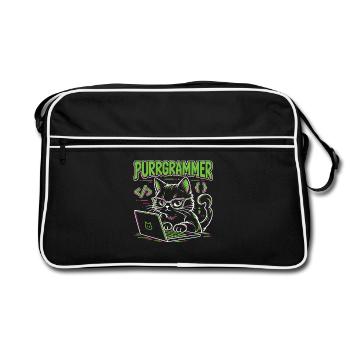 Purrgrammer – Programmierer Katze Coding Humor - Retro Tasche - Schwarz/Weiß - Vorne