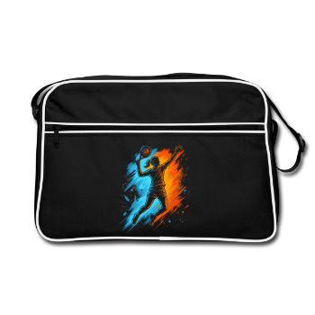 Padel Tennis Padelspieler Damen Mädchen Padel - Retro Tasche - Schwarz/Weiß - Vorne