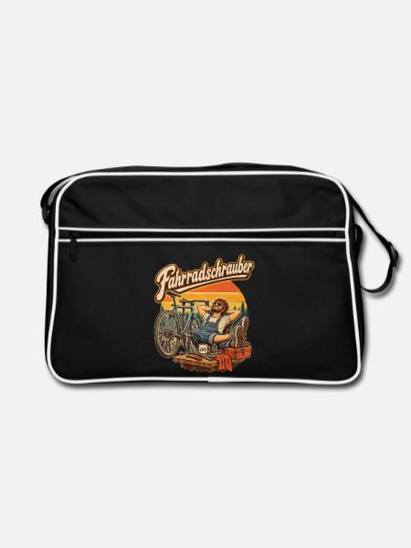 Fahrradschrauber Retro-Print - Retro Tasche - Schwarz/Weiß