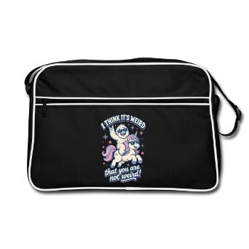 I Think It’s Weird Sasquatch Unicorn Bigfoot  - Retro Tasche - Schwarz/Weiß - Vorne