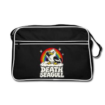 Death Seagull – Heavy Metal Möwe - Retro Tasche - Schwarz/Weiß - Vorne