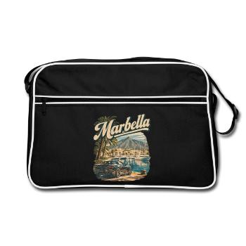 Marbella Puerto Banus Hafen - Retro Tasche - Schwarz/Weiß - Vorne