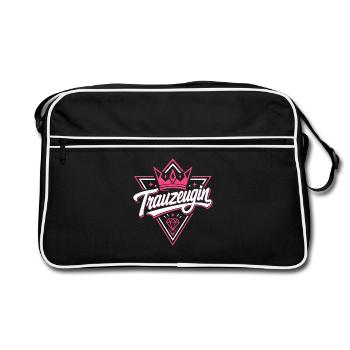 Trauzeugin Krone Hochzeit Braut - Retro Tasche - Schwarz/Weiß - Vorne