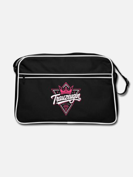 Trauzeugin Krone Hochzeit Braut - Retro Tasche - Schwarz/Weiß