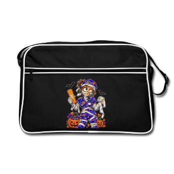 Halloween-Mummy Krankenschwester - Retro Tasche - Schwarz/Weiß - Vorne