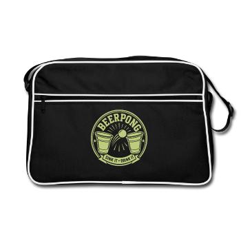Beer Pong - Retro Tasche - Schwarz/Weiß - Vorne