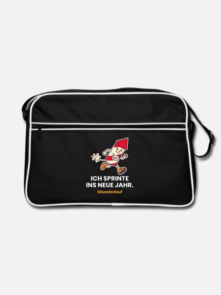 Raketenläufer Silvesterlauf 2027 - Retro Tasche - Schwarz/Weiß
