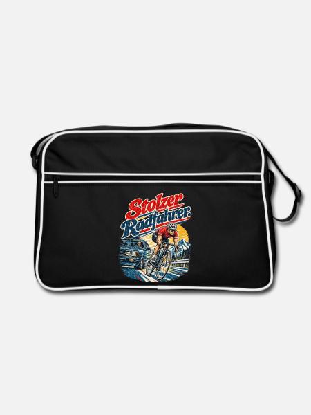 Stolzer Radfahrer Geschenkidee - Retro Tasche - Schwarz/Weiß