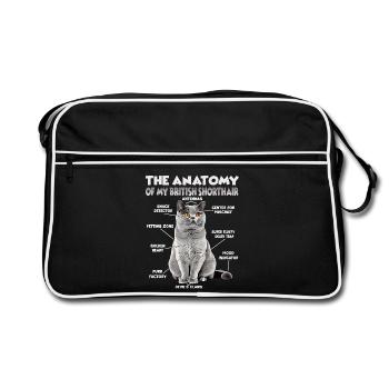 British Shorthair T| Britisch Kurzhaar Katzen - Retro Tasche - Schwarz/Weiß - Vorne