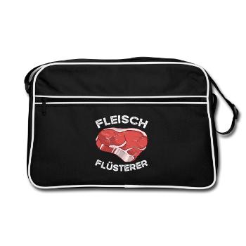 Fleisch Flüsterer - Retro Tasche - Schwarz/Weiß - Vorne