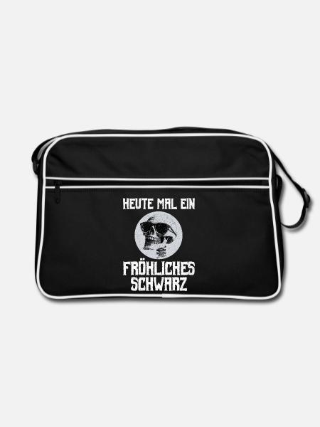 Gothic Metal Heute Mal Ein Fröhliches Schwarz - Retro Tasche - Schwarz/Weiß