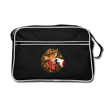 Boop! Cute Reindeer Christmas - Retro Tasche - Schwarz/Weiß - Vorne