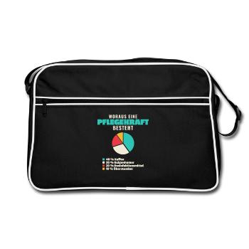Pflegekraft Bestandteile - Retro Tasche - Schwarz/Weiß - Vorne