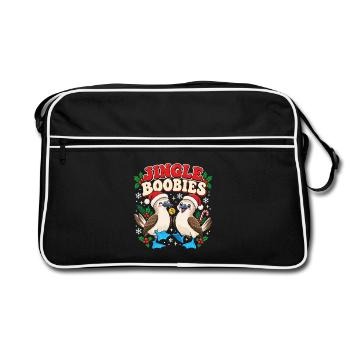 Jingle Boobies mit Weihnachts Glocken Weihnachten - Retro Tasche - Schwarz/Weiß - Vorne