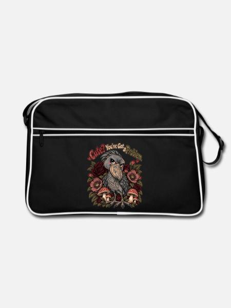 Schuhschnabel – Süß? Du hast ein Problem - Retro Tasche - Schwarz/Weiß
