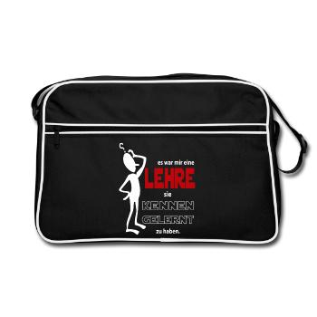 Kennen gelernt Mir eine Lehre Sprüche Floskel - Retro Tasche - Schwarz/Weiß - Vorne