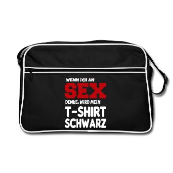 An Sex denken Erotik Sprüche Fun Lustig - Retro Tasche - Schwarz/Weiß - Vorne