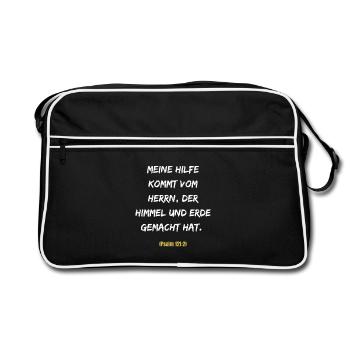Meine Hilfe Kommt Vom Herrn - Retro Tasche - Schwarz/Weiß - Vorne