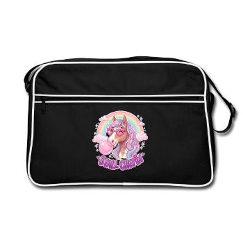 Stallchefin Pferdemädchen Reiterhof Reitersprüche - Retro Tasche - Schwarz/Weiß - Vorne