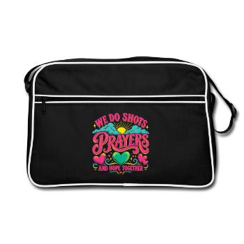 Versuche, Sprüche, Gebete und Hoffnung gemeinsam zu bekommen - Retro Tasche - Schwarz/Weiß - Vorne