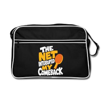 Tischtennishumor – Netz stoppt das Comeback - Retro Tasche - Schwarz/Weiß - Vorne