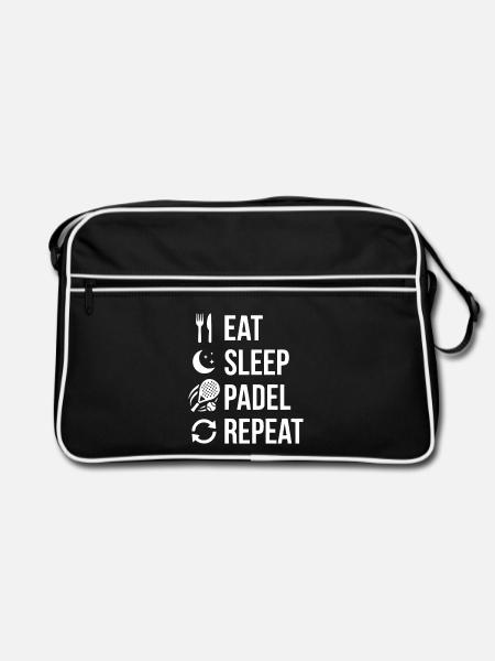 Eat Sleep Padel Repeat - Retro Tasche - Schwarz/Weiß