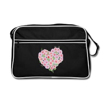 Coeur floral - Sac Retro - noir/blanc - Devant