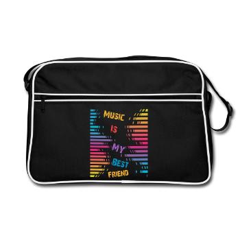 Music is my best friend - Retro Bag - black/white - Front