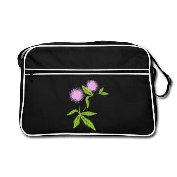 Mimosa plant with its sensitive leaves - Retro Bag - black/white - Front