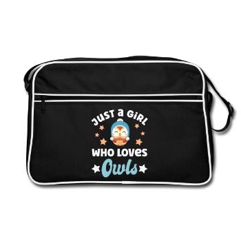 Eule Eulen - Retro Tasche - Schwarz/Weiß - Vorne