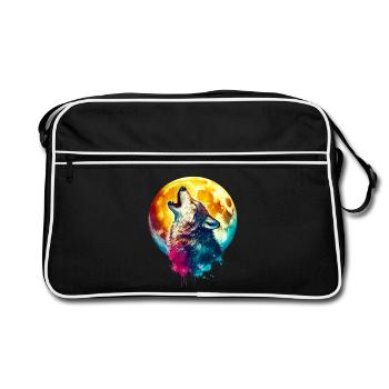 Le loup hurle à la lune - Sac Retro - noir/blanc - Devant