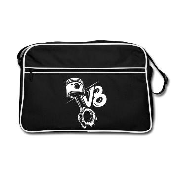 Piston V8 Graffiti Engine musclecars big block Logo - Retro Bag - black/white - Front