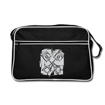v8 moteur à pistons icône illustration d’art logo - Sac Retro - noir/blanc - Devant