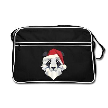 Merry Christmas Panda in Modern Style - Retro Bag - black/white - Front