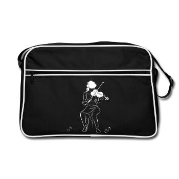 Violinist Drawing - Retro Bag - black/white - Front